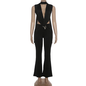 Viviblook Z0130JP Mono sexy sin mangas para mujer, corte bajo, cintura alta, ajustado, de una pieza - Product Image 4