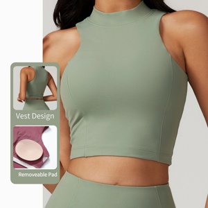 Sunquest assorbimento degli urti ad alto supporto ad asciugatura rapida canottiera sportiva da donna nuda stretta per Yoga abbigliamento da corsa per <span class=keywords><strong>Fitness</strong></span> Top - Product Image 2