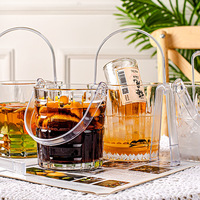 Seau à glace en gros très vendu avec des verres en verre pour le whisky, la bière, le vin, usage domestique, grand seau à glace avec poignées et pinces