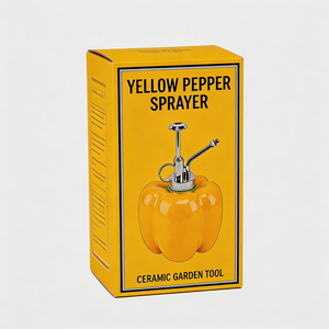Vente en gros de flacons pulvérisateurs en céramique jaune poivron personnalisés avec pompe métallique, <span class=keywords><strong>pulvérisateur</strong></span> d'eau vintage pour plantes, en vrac - Product Image 6