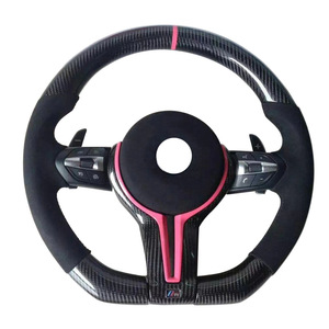 Volant en fibre de carbone BMW, diamètre intérieur 42 mm, avec design racing en cuir pour modèles BMW - Product Image 1