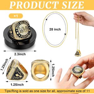 Highergo Children's 1-Piece Champion MVP <strong>Ring</strong> Geometric Design <strong>Size</strong> <strong>11</strong> Sports Display Stand Baseball Football Tournament Awards - Product Image 2