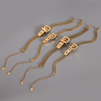 Bracelet Mode Délicat pour Femme en Acier Inoxydable Plaqué Or 18 Carats à Trois Couches, pour Filles