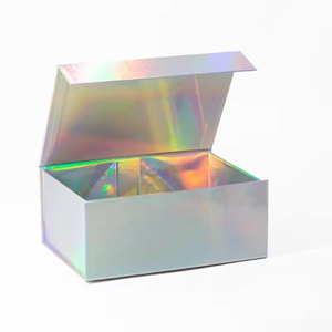 Luxurious Fancy Holographic Colored A4 Deep-size Cardboard Gift Box Magnetic Closure Recycled <b>Materials</b> Embossing Sponge Lining - Product Image 3