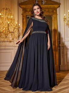 Cộng Với Thanh Lịch Voan Hai Mảnh Nổi Mảnh Tay Áo Tay Áo Cao Tay Nghề Đính Cườm Sequin Khâu Mỏng Phù Hợp Maxi Buổi Tối Ăn Mặc - Product Image 5