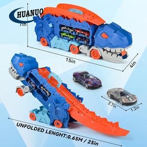 Circuit de course pliable pour enfants de 25 pouces qui se transforme en camion transporteur de dinosaures <span class=keywords><strong>T</strong></span>-<span class=keywords><strong>Rex</strong></span> debout - Product Image 5