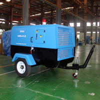 Compresseur d'air diesel portable à vis ZIQI 41KW 55HP 185CFM, machine remorquable 7Bar 8Bar pour forage de roche et de puits