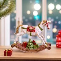 Cheval à bascule décoratif de Noël en résine synthétique, artisanat, cadeau, ornement pour la maison, le salon, la bibliothèque, pour amis