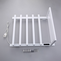 Moderno Toallero Eléctrico Blanco Mate con Estante para Toallas, Impermeable para Baño, de Acero Inoxidable 304, Calentador de Toallas