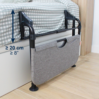 Barandilla de Cama Plegable para Adultos con Patas Ajustables, Barrera de Cama de Metal y Tela 63x103cm, Compatible con Camas de 90-180cm, KMINA K40069