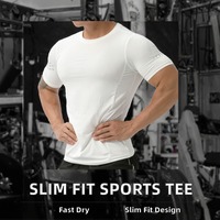 T-shirts de sport pour hommes, coupe ajustée, respirants, séchage rapide, logo personnalisé, polyester 180 grammes, manches courtes
