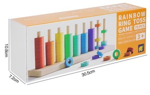 Gioco Educativo CPC CE Rainbow Ring Toss: Giocattolo in Legno per Ordinare e Impilare Colori, Gioco da Tavolo per Contare e Abbinare Numeri per Bambini - Product Image 6