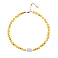 Nouveau collier en acier inoxydable plaqué or 18 carats avec perles de pierres précieuses et pendentif perle baroque naturelle, bijoux multicouches