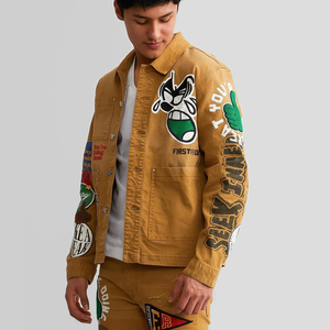 2023 aeedenim Tùy Chỉnh Nhà Thiết Kế Người Đàn Ông Của Áo Khoác Thêu Các Bản Vá Lỗi Mật Độ Cao Đồ Họa In Denim Căng Áo Khoác Cho Nam Giới - Product Image 3