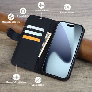 Ốp điện thoại da PU cao cấp, có ngăn đựng thẻ, kiểu ví doanh nhân, in logo tùy chỉnh cho <span class=keywords><strong>iPhone</strong></span> 17 Air, 17 Pro Max - Product Image 4