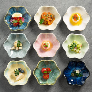 Plat à sauce en <span class=keywords><strong>porcelaine</strong></span> de style japonais minimaliste, compatible micro-ondes, en forme de feuille de lotus, sous glaçure, esthétiquement plaisant - Product Image 2