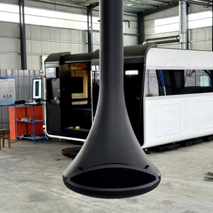 Poêle à <span class=keywords><strong>bois</strong></span> monté sur le <span class=keywords><strong>toit</strong></span> <span class=keywords><strong>de</strong></span> l'hôtel intérieur enduit noir cheminée suspendue flottante cocon cheminée suspendue - Product Image 2