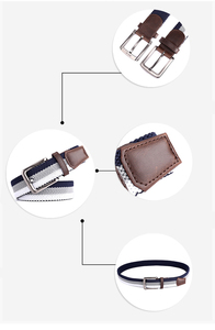 Cintos Trançados de Poliéster/<span class=keywords><strong>Rubber</strong></span> com Fivela de Liga de Alta Qualidade, Ajustáveis e Elásticos para Esportes ao Ar Livre e Golfe para Homens - Product Image 6