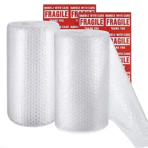 Migliore qualità 2 Pack 12 pollici x 72 piedi Perforato Bolla Ammortizzazione Wrap Rotolo di 20 Fragile Etichette Adesive per Lo Spostamento trasporto libero