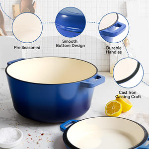 Cocotte en fonte émaillée 6QT avec couvercle 2QT, pot émaillé avec poignées, compatible four, pour rôtir, cuire et toutes surfaces de cuisson - Product Image 4