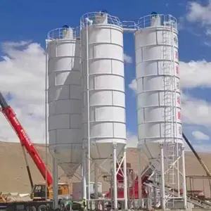 50Ton-200Ton çimento silosu 100 Ton fabrika fiyat vibrsating bin havalandırıcı ve toz toplayıcı ile taşınabilir çimento silosu s