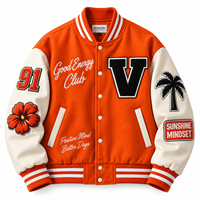 Nouvelle veste universitaire bicolore personnalisée avec broderie en chenille épaisse, corps en laine rétro, manches en cuir, veste de style Letterman, fabrication en usine