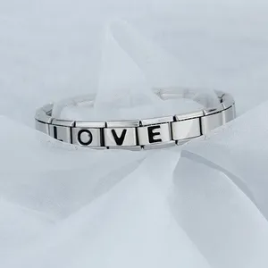 Hapiship เดซี่สีดํา 26 ตัวอักษร A-Z อิตาเลี่ยน Links Charm Fit 9 มม.สร้อยข้อมือสแตนเลสเครื่องประดับ DIY ทํา DJ006 - Product Image 1