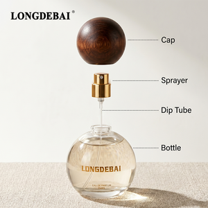 Aesthetic Custom Crimp Transparent Round <b>Perfume</b> Glass <b>Bottle</b> <b>30ml</b> 50ml 100ml Empty Clear <b>Perfume</b> <b>Bottle</b> with Round Wooden Cap - Product Image 4