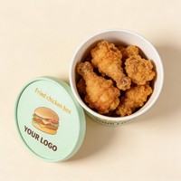 Bols à poulet frit personnalisés avec couvercle, seau alimentaire, bols en papier biodégradables résistants à la graisse de qualité alimentaire