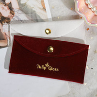 Mini pochette en velours pour bijoux, enveloppe pour bracelet, boucles d'oreilles, logo personnalisé en relief, pochette cadeau en velours avec rabat pour accessoires