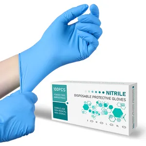 Box Custom Gloves With Logo Work Gloves Disposable Blue Nitrile Gloves Powder Free Latex Free