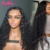 Peluca Larga de Cabello Humano Virgen con Encaje Transparente HD, Ondas Nuevas de Lujo, 13*4, 250% de Densidad, con Pegamento y Encaje Frontal, Estilo Indio