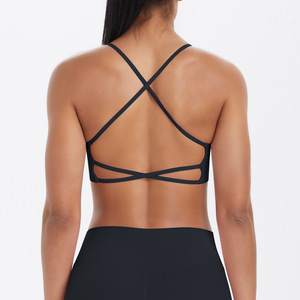 Wholesale Women Thin Strap Criss Cross Back Sports Bra Padded Seamless Shockproof Yoga Bra Gym Running Pilates Workout Crop Top - Product Image 5