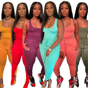 New Women's <b>Sexy</b> Vest Pants Belt Tether Two Piece Suit for Women Sleeveless and Pants <b>Sets</b> - Product Image 1