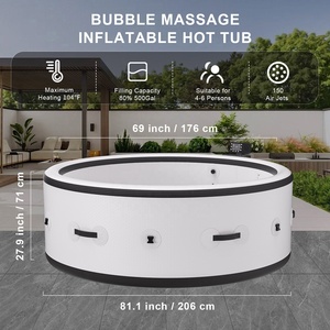 Piscine ovale moderne chauffante à massage LED pour la maison Spa à bulles à température constante Baignoire pliante - Product Image 4