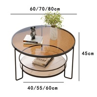 Table basse moderne en métal et verre trempé avec rangement, mobilier de luxe pour la maison