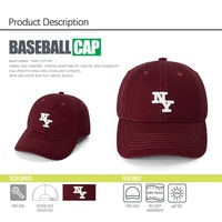 Venta al por mayor personalizado 6 paneles 100% algodón liso bordado letra NY gorra de béisbol sin estructura ajustable papá sombrero