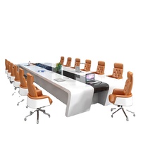 Table de discussion professionnelle haut de gamme avec port USB et prise de courant intégrée pour bureau d'entreprise