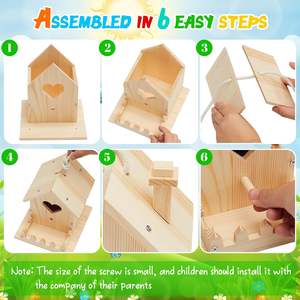 Kit de nichoir à oiseaux en bois en forme de cœur, 2 pièces, bricolage, nichoir en bois à construire, maison familiale, arts, nichoir à oiseaux - Product Image 3