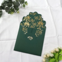 Invitations populaires en papier vert forêt avec texte en feuille d'or et enveloppes – Cartes d'invitation de mariage de luxe royales