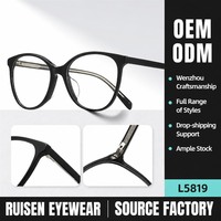 Monture de lunettes optiques unisexe ultra-légère en acétate, style œil de chat, avec verres correcteurs anti-lumière bleue en polycarbonate, personnalisable OEM/ODM