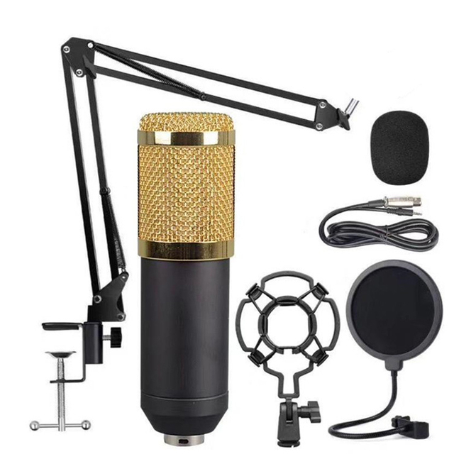 3.5mm XLR Plug & Play Recording Studio Condenser Mic Works with V8 Sound Card Noise Cancelling Function
