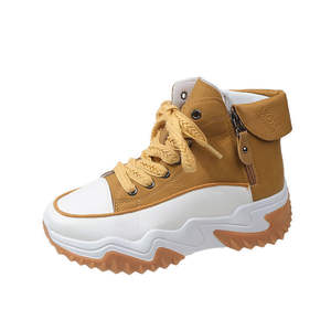 Women's Fall New Thick Soles All Casual Short <b>Boots</b> High Top Leather Shoes with Height Increasing Soft Style Loafers for Summer - Product Image 1