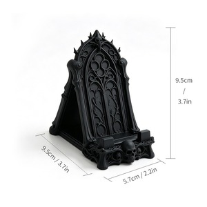 Supporto per Telefono con Teschio Gotico Stampato in 3D, Motivo in Vetro Colorato, Decorazione da Scrivania, Ornamento per Mensola Ufficio - Product Image 2