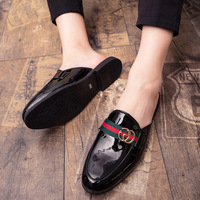 Nouveaux Mocassins Homme Printemps/Été 2026, Chaussures Semi-Ouvertes en Cuir Brillant, Chaussures Décontractées Respirantes Tendance pour Homme avec Style Mode