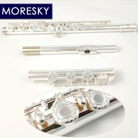 MORESKY 17 Open Holes C Key Flute Cupronickel Silver Plated with E Key Carved Pattern Brass Made in China MFL-803
