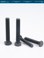 Vis hexagonales noires de grade 8.8, tiges filetées allongées et vis à filetage métrique, gamme complète M3-M24, en acier à faible teneur en carbone, emballées en boîte