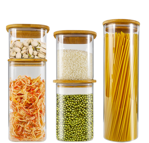 网店新品厨房木盖玻璃食品储藏罐套装 - Product Image 2