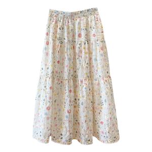 Falda de Algodón 100% de Cintura Alta, Estilo Dulce con Bordado Floral de Industria Pesada, Estilo Francés, para Mujer, Verano - Product Image 3
