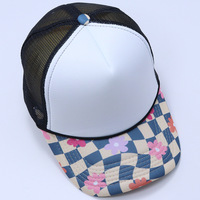 Print Trucker Pet voor Dames, Mesh Achterkant, Boutique Baseball Pet, Tweekleurige Trucker Pet, Lege Pet met Mesh Achterkant voor Aangepast Logo, OEM/ODM